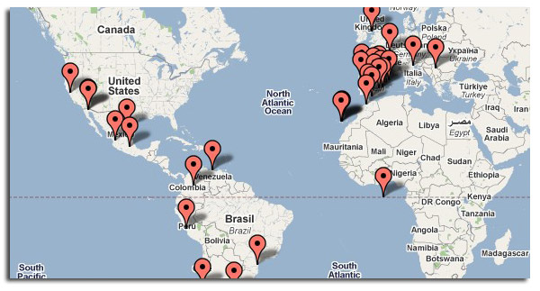 Mapa Visitas a JaviRecetas.com