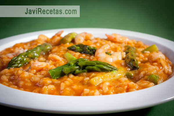 Risotto de Gambas y Espárragos