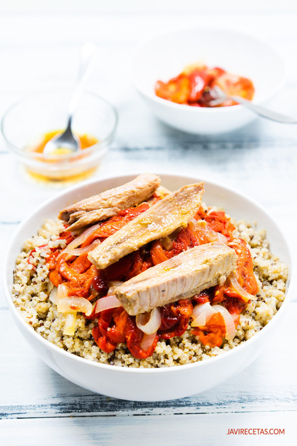 ENSALADA DE QUINOA con pimientos y melva - Javi Recetas