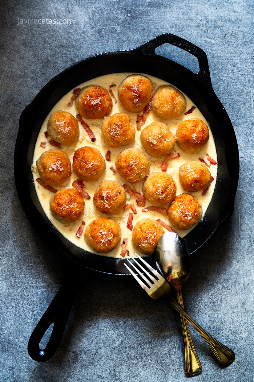 Albóndigas de Pollo a la Carbonara