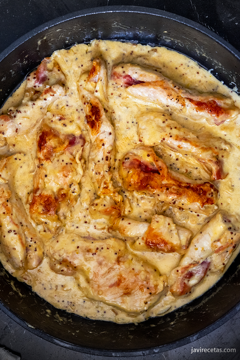 Pollo con Nata, Beicon y Queso - Javi Recetas